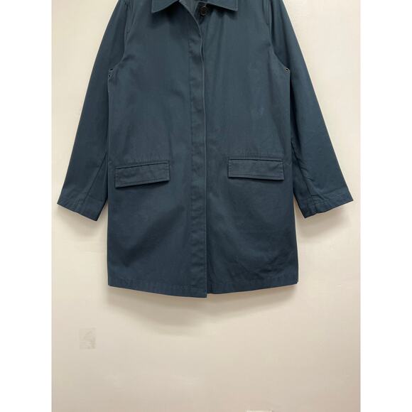 Vintage GAP Navy Minimalist Trench Mac Coat Cotton Relaxed Boxy Normcore - Large - Picture 5 of 8